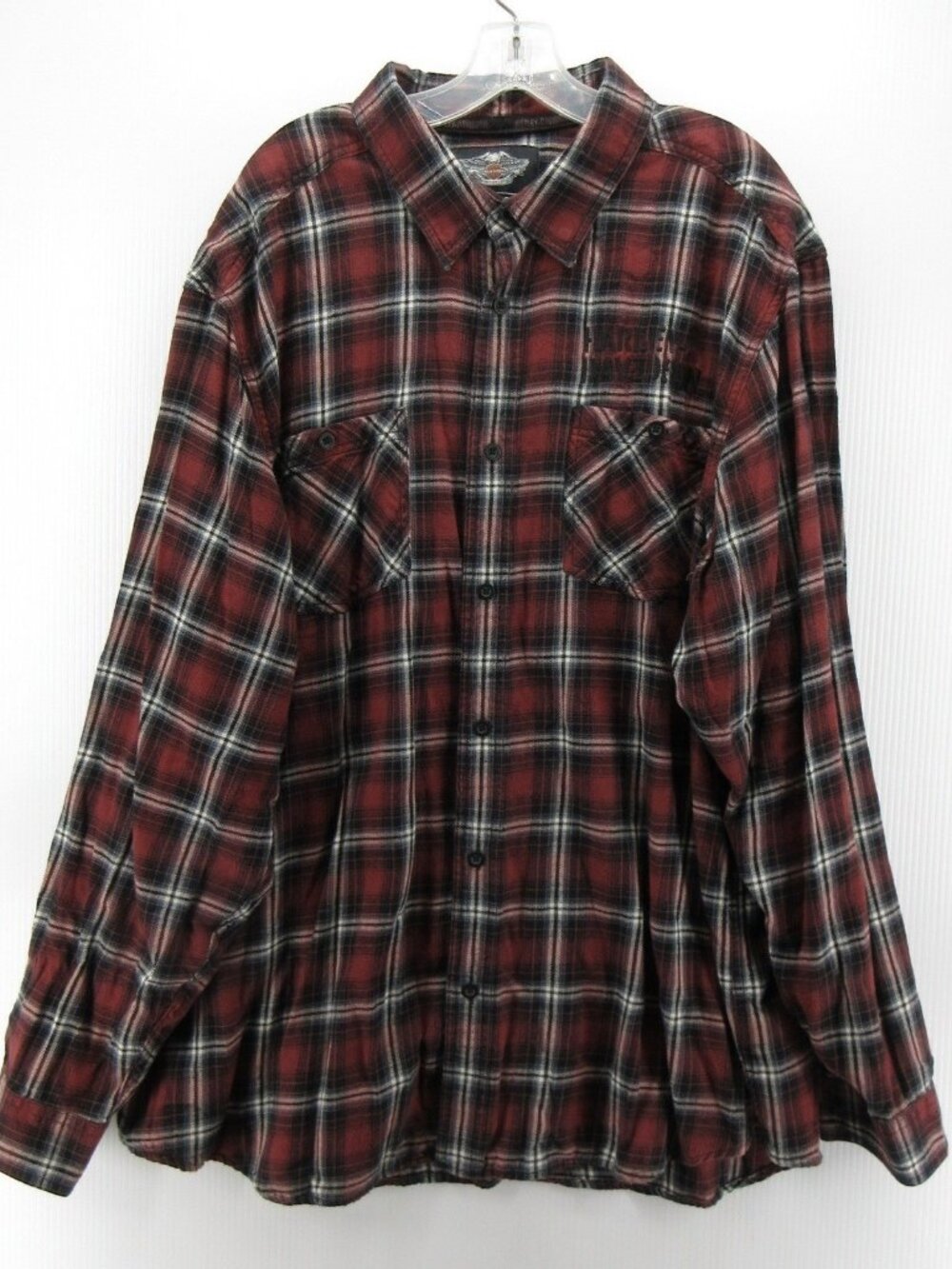 Harley Davidson Shirt XXXL Button Down Plaid Embroidered Logo Flannel